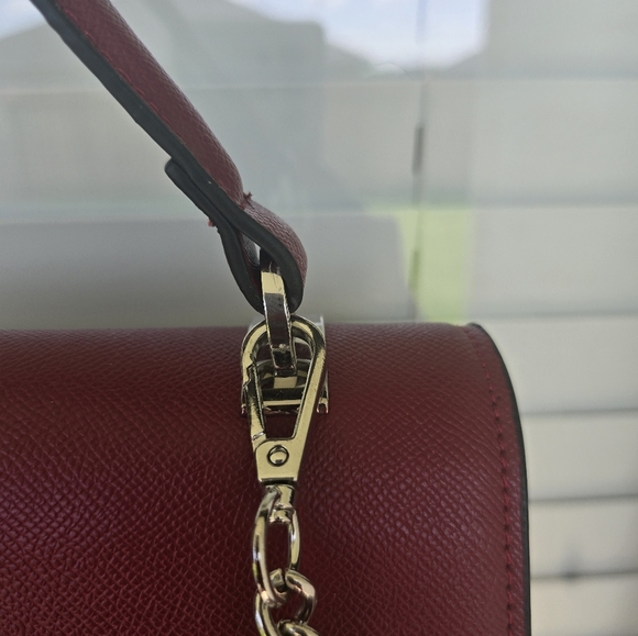 Prada Crossbody Top Handle HandBag Chain Strap Red Women Leather New 2way - Picture 11 of 16